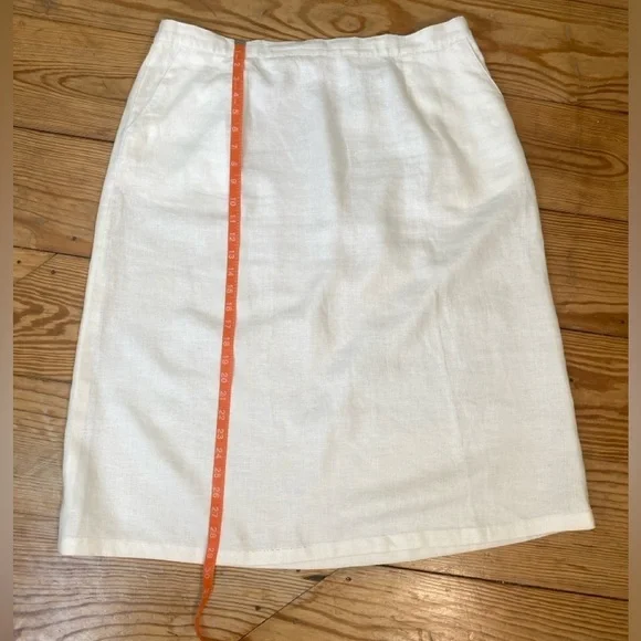 L.L. Bean Linen Classic Fit Straight Midi Skirt Size 18 Reg White A Line Basic - Picture 16 of 16